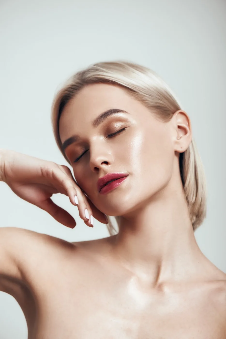 A serene woman with closed eyes